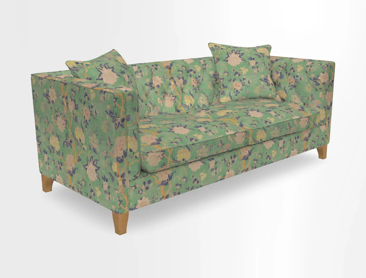 Haresfield 3 seater sofa in Whernside Spring Grass and Stockport Stripe Hunter 