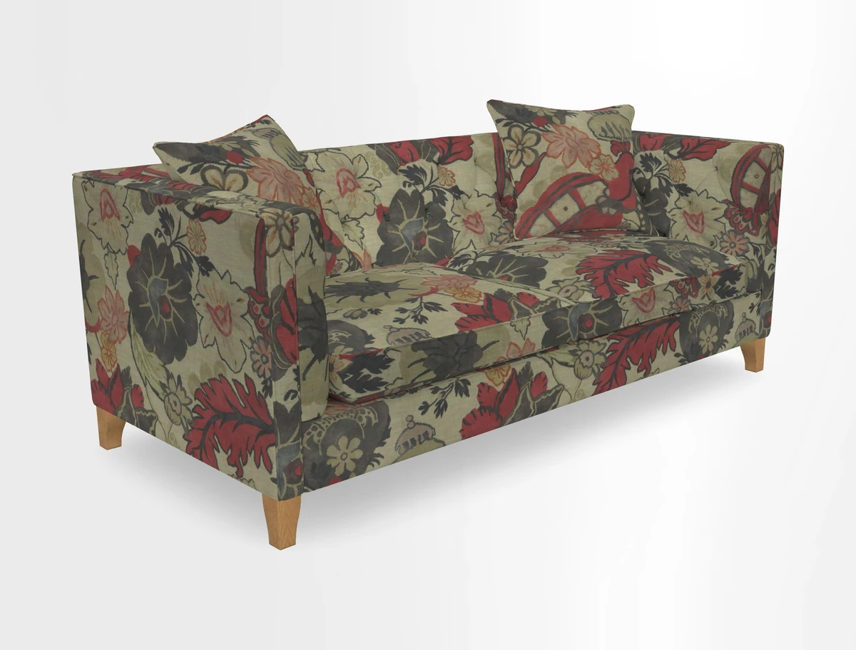 Haresfield 3 seater sofa in Whernside Spring Grass and Stockport Stripe Hunter 