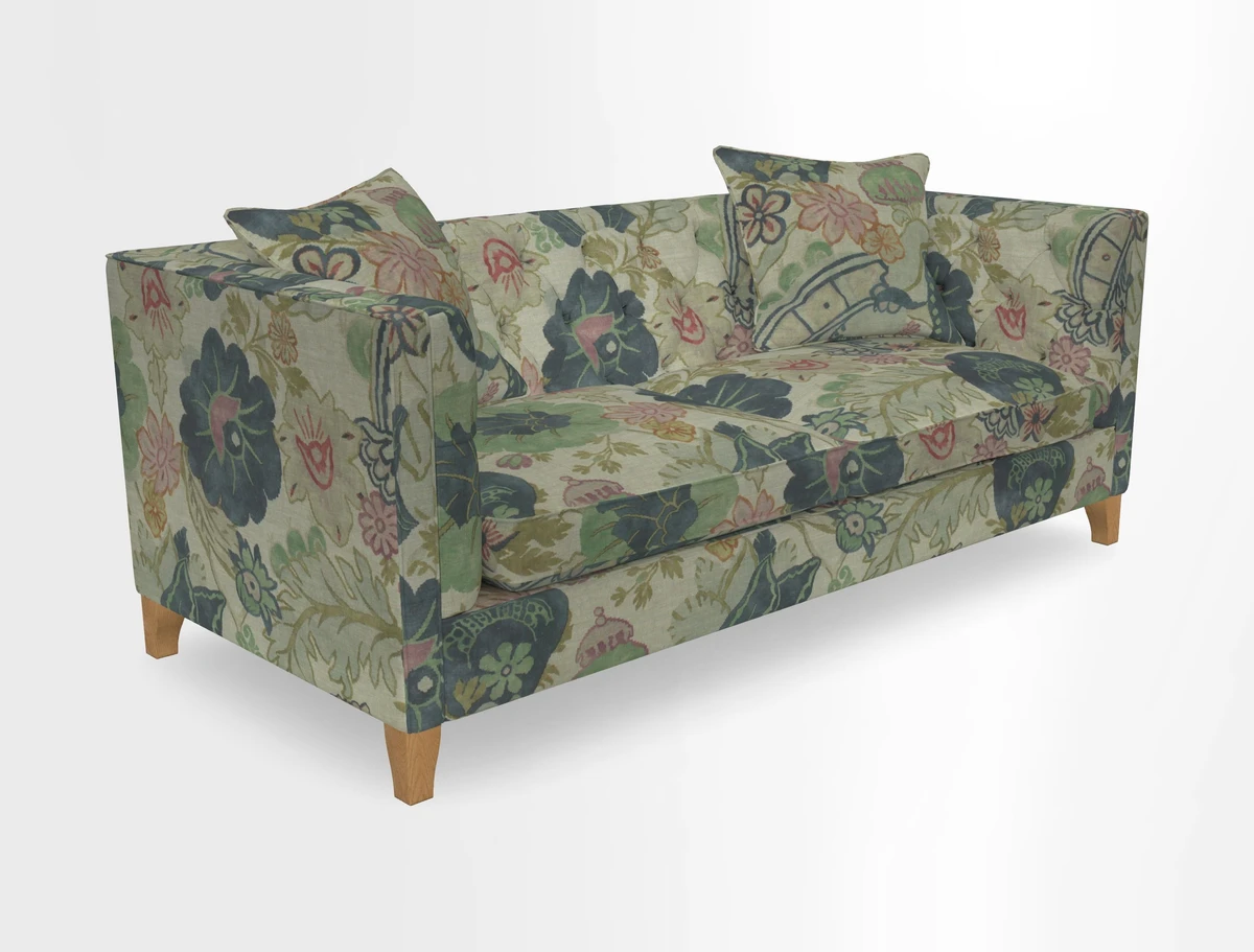 Haresfield 3 seater sofa in Whernside Spring Grass and Stockport Stripe Hunter 