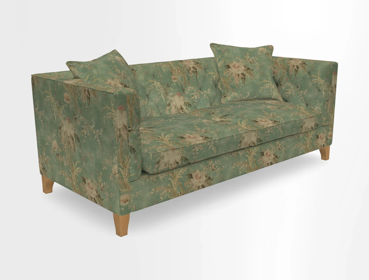 Haresfield 3 seater sofa in Whernside Spring Grass and Stockport Stripe Hunter 