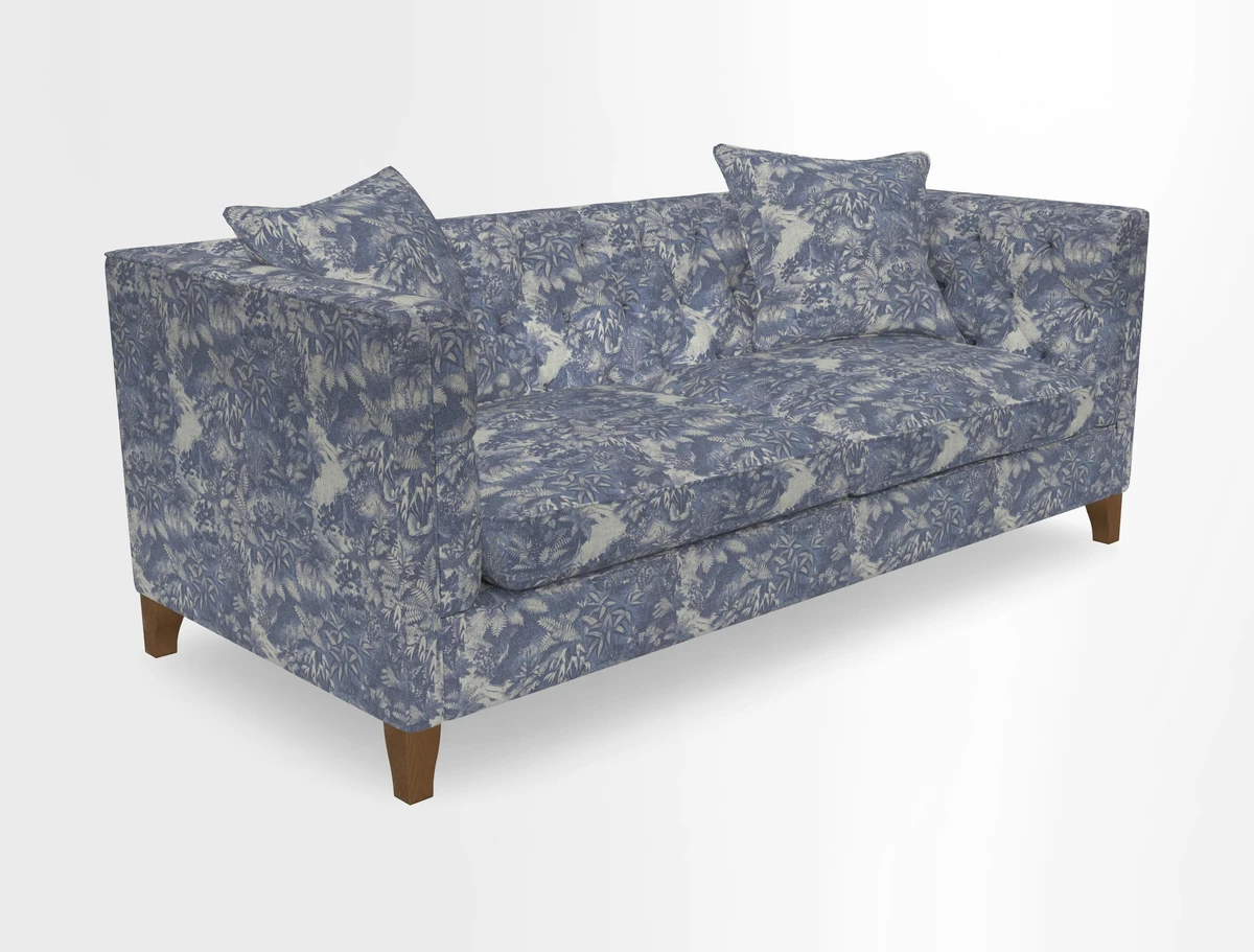 Haresfield 3 seater sofa in Whernside Spring Grass and Stockport Stripe Hunter 