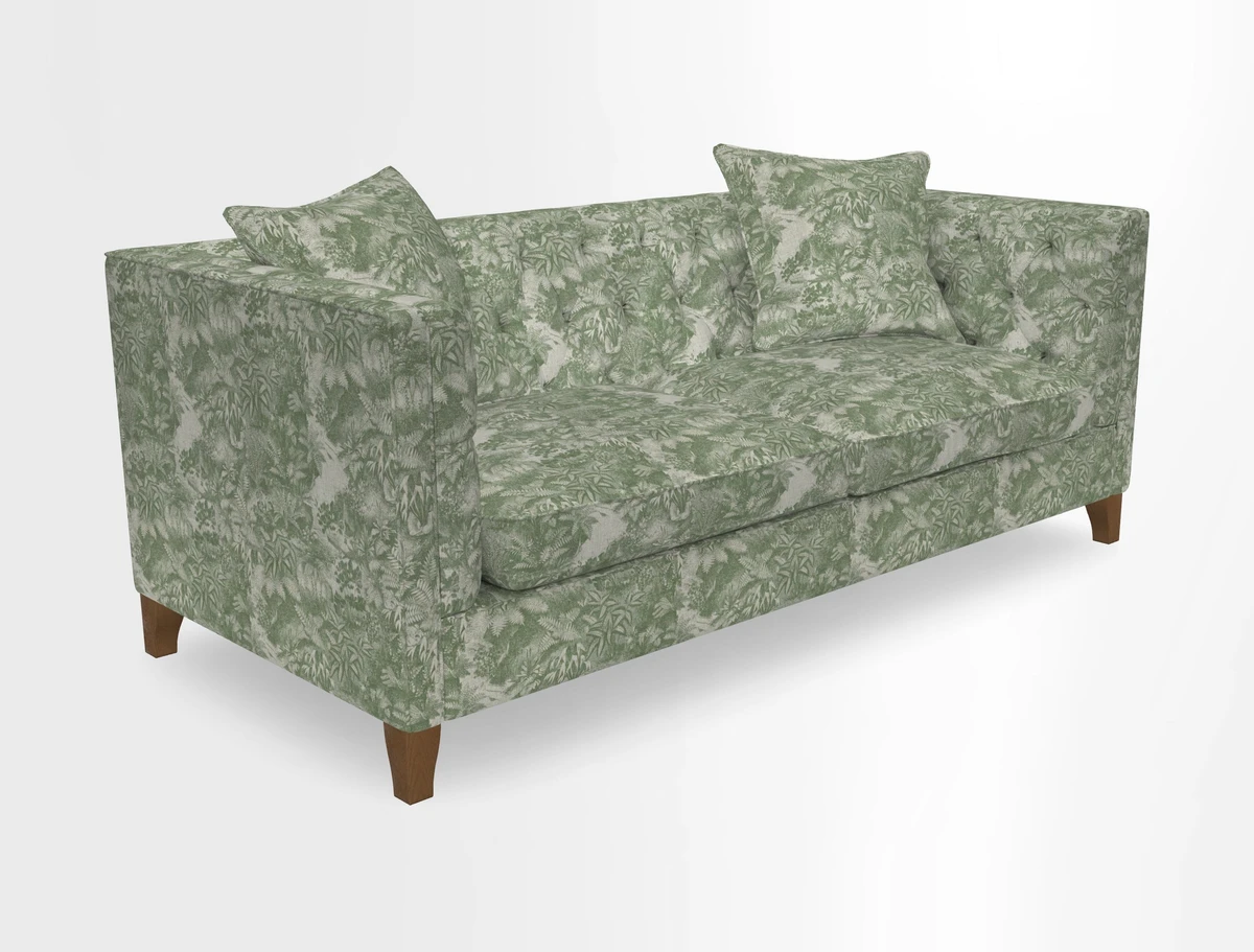Haresfield 3 seater sofa in Whernside Spring Grass and Stockport Stripe Hunter 