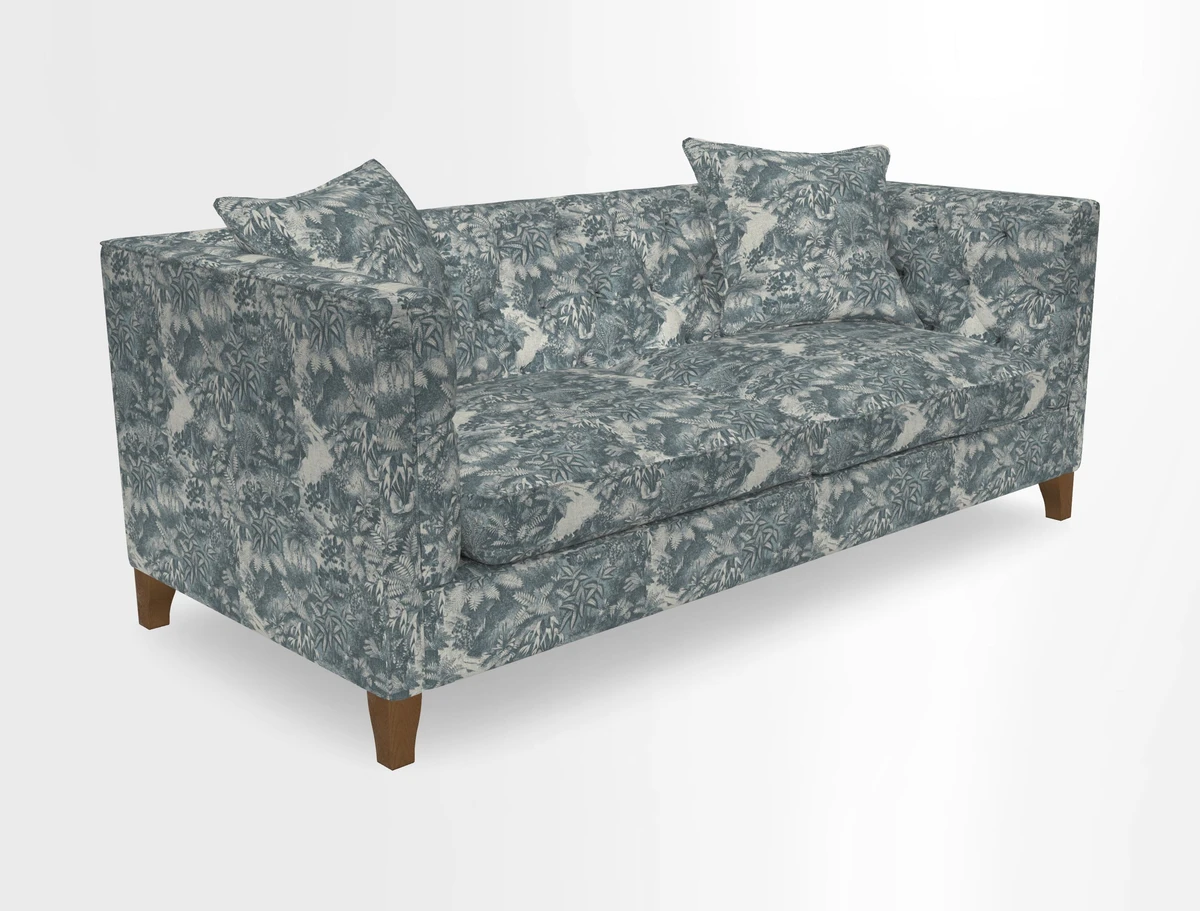 Haresfield 3 seater sofa in Whernside Spring Grass and Stockport Stripe Hunter 