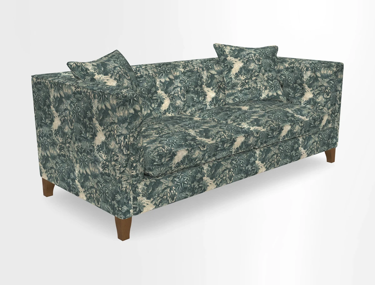 Haresfield 3 seater sofa in Whernside Spring Grass and Stockport Stripe Hunter 