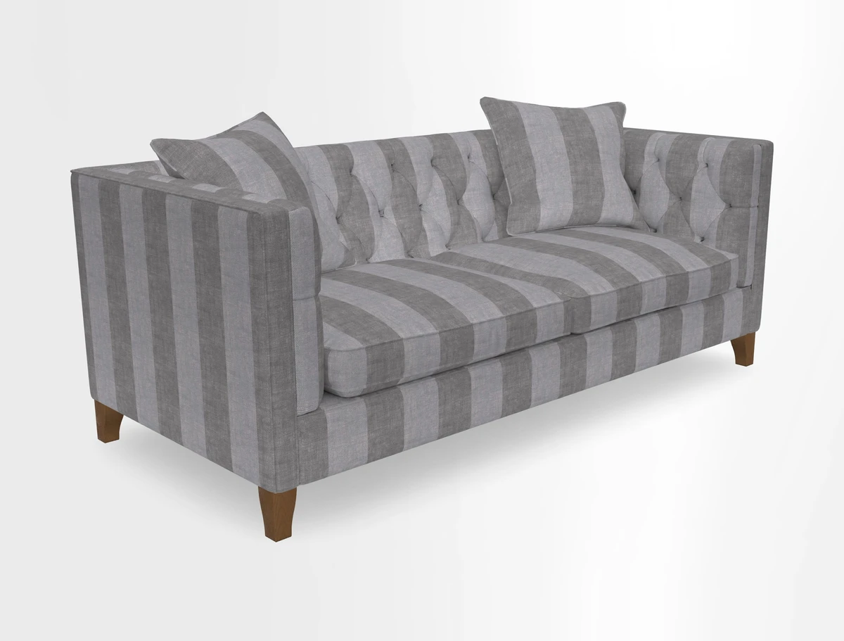 Haresfield 3 seater sofa in Whernside Spring Grass and Stockport Stripe Hunter 