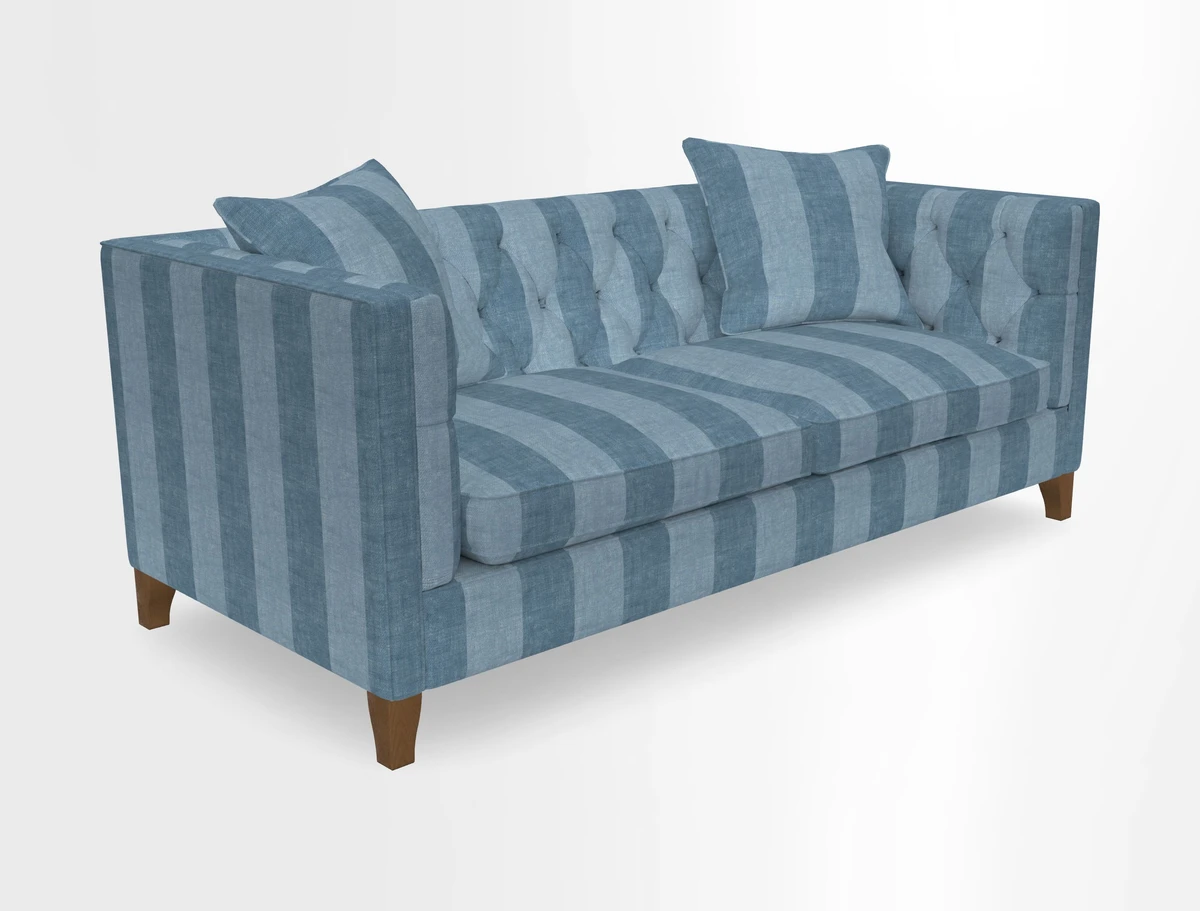 Haresfield 3 seater sofa in Whernside Spring Grass and Stockport Stripe Hunter 