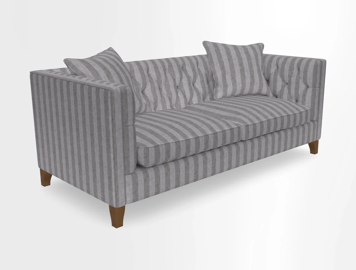 Haresfield 3 seater sofa in Whernside Spring Grass and Stockport Stripe Hunter 