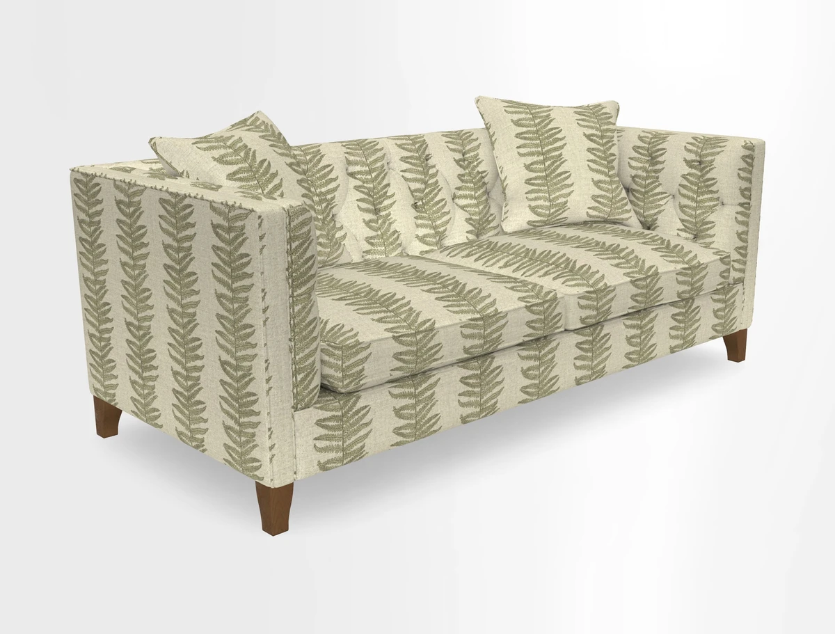 Haresfield 3 seater sofa in Whernside Spring Grass and Stockport Stripe Hunter 