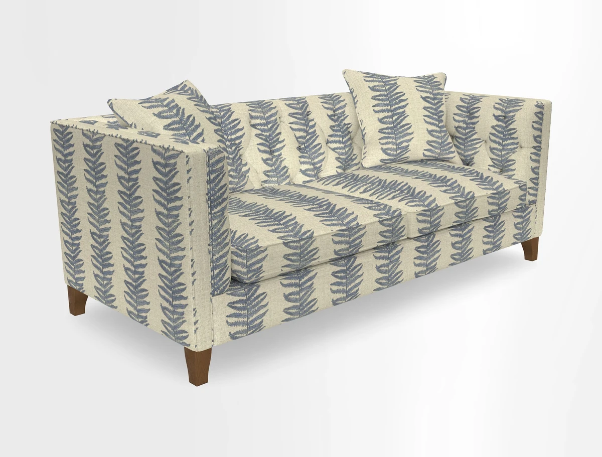 Haresfield 3 seater sofa in Whernside Spring Grass and Stockport Stripe Hunter 
