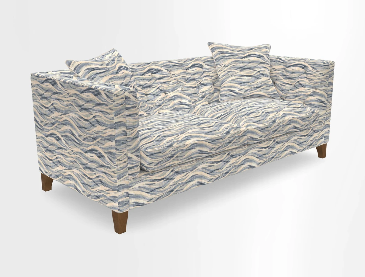 Haresfield 3 seater sofa in Whernside Spring Grass and Stockport Stripe Hunter 