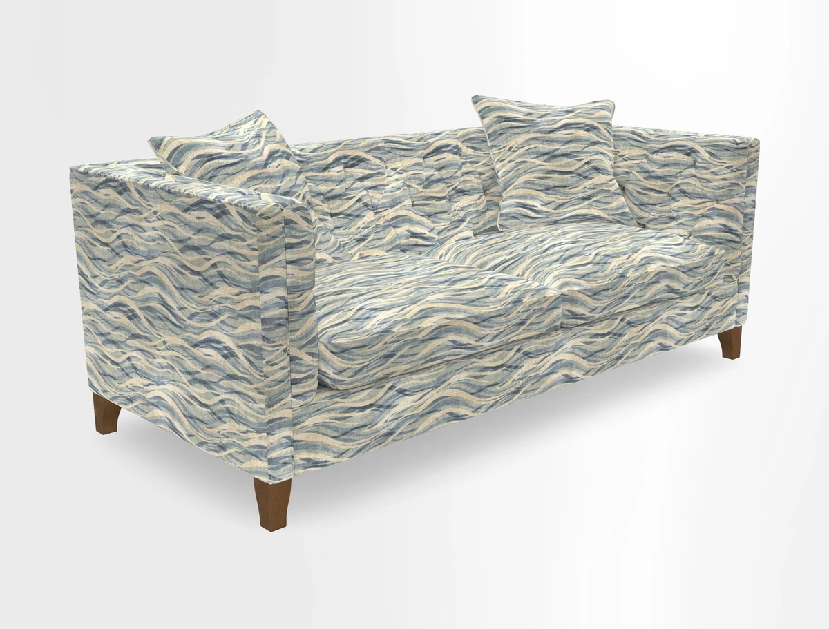 Haresfield 3 seater sofa in Whernside Spring Grass and Stockport Stripe Hunter 