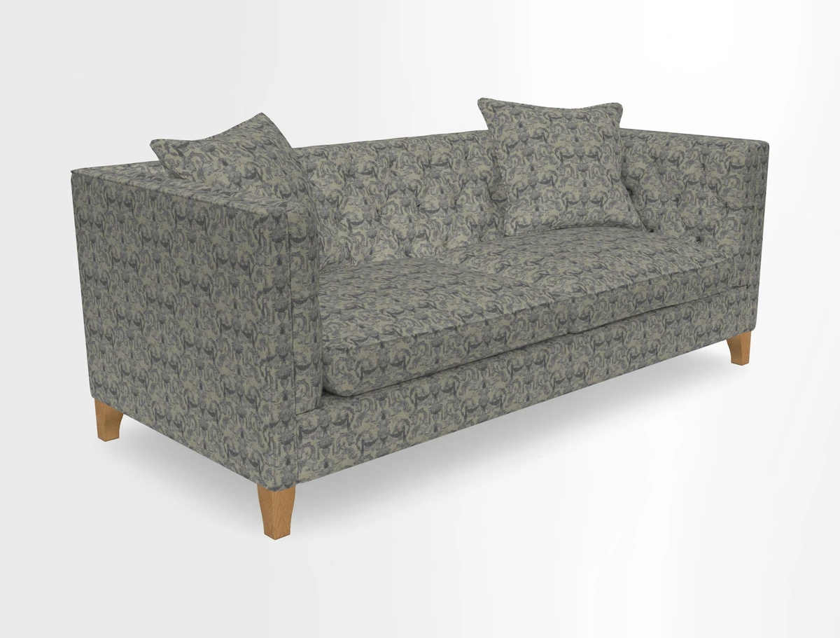 Haresfield 3 seater sofa in Whernside Spring Grass and Stockport Stripe Hunter 