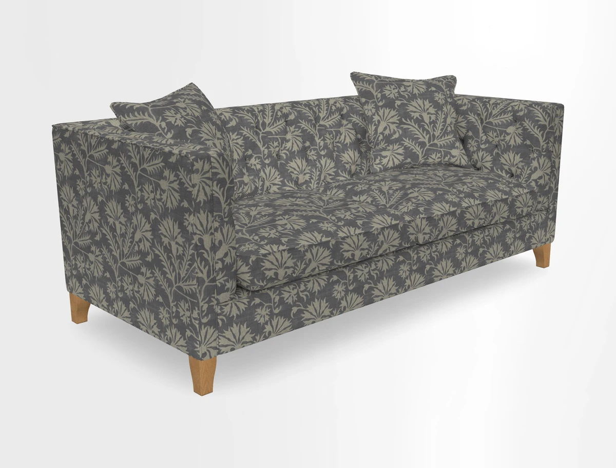 Haresfield 3 seater sofa in Whernside Spring Grass and Stockport Stripe Hunter 