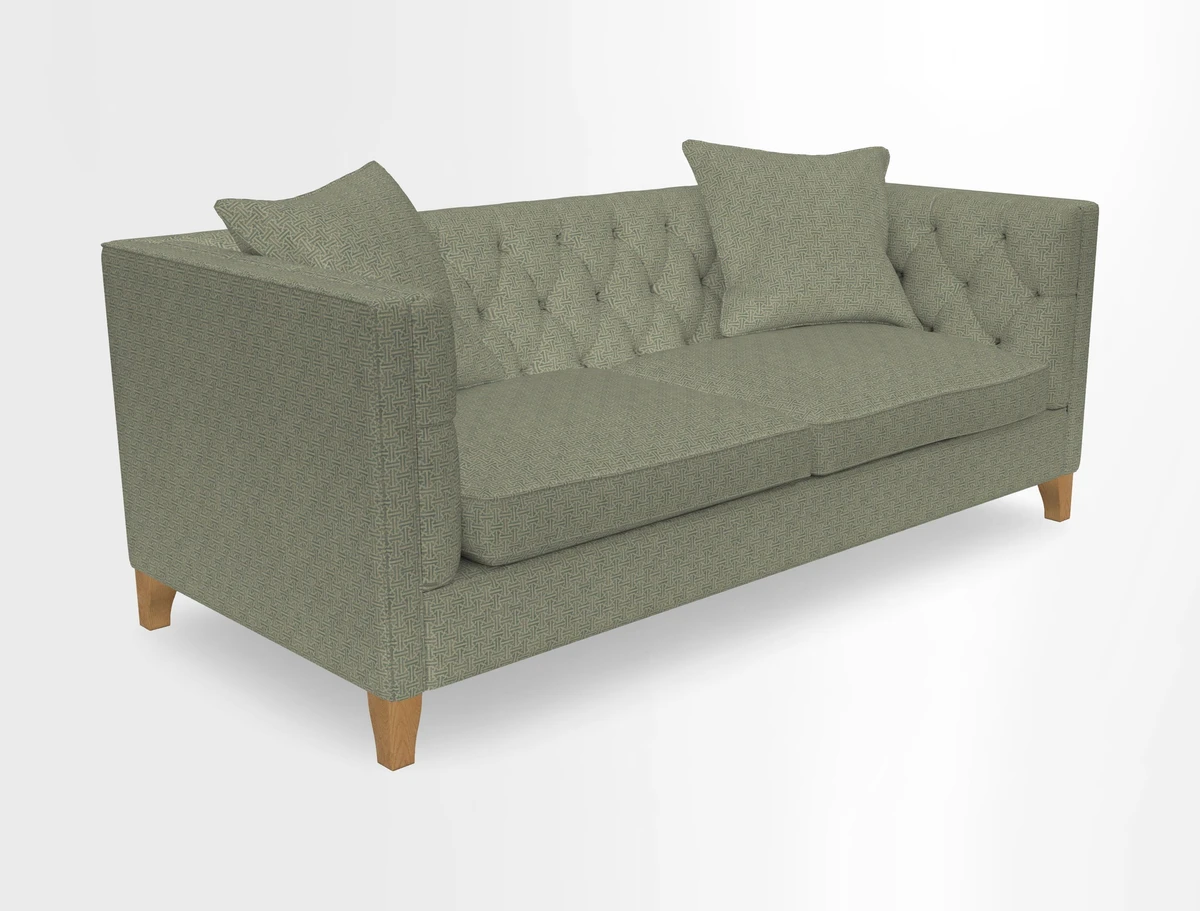 Haresfield 3 seater sofa in Whernside Spring Grass and Stockport Stripe Hunter 
