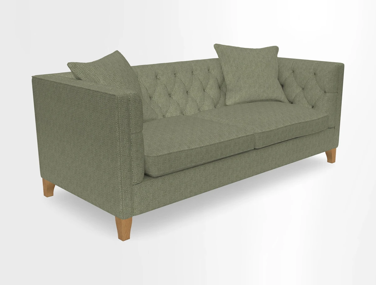 Haresfield 3 seater sofa in Whernside Spring Grass and Stockport Stripe Hunter 