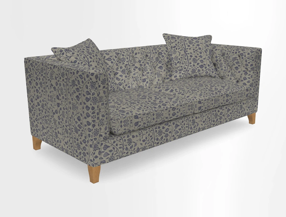 Haresfield 3 seater sofa in Whernside Spring Grass and Stockport Stripe Hunter 