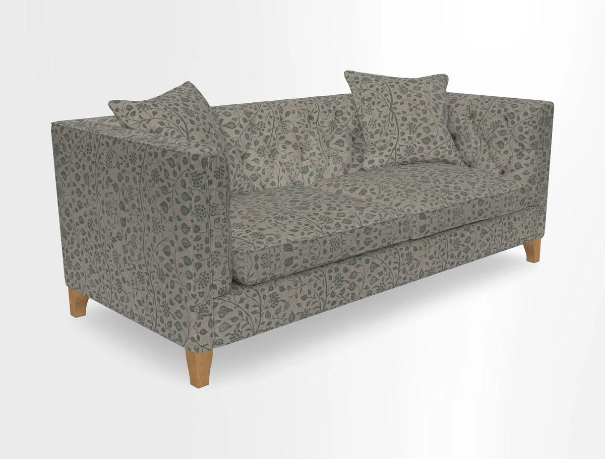 Haresfield 3 seater sofa in Whernside Spring Grass and Stockport Stripe Hunter 
