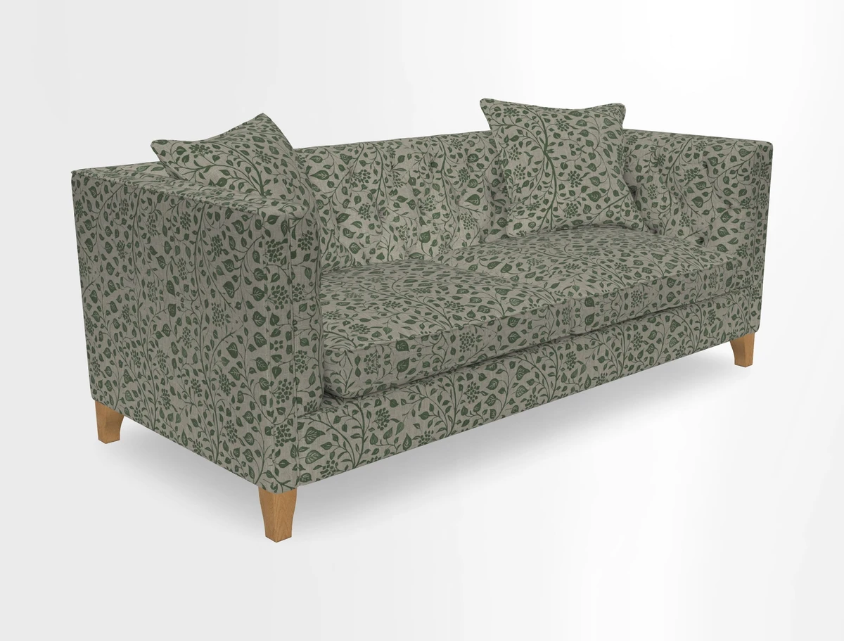 Haresfield 3 seater sofa in Whernside Spring Grass and Stockport Stripe Hunter 