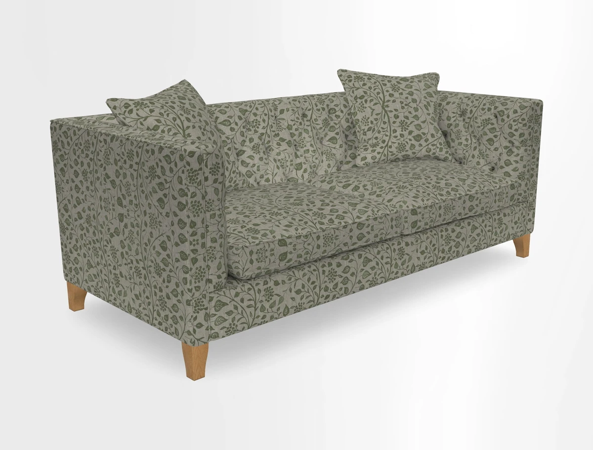 Haresfield 3 seater sofa in Whernside Spring Grass and Stockport Stripe Hunter 