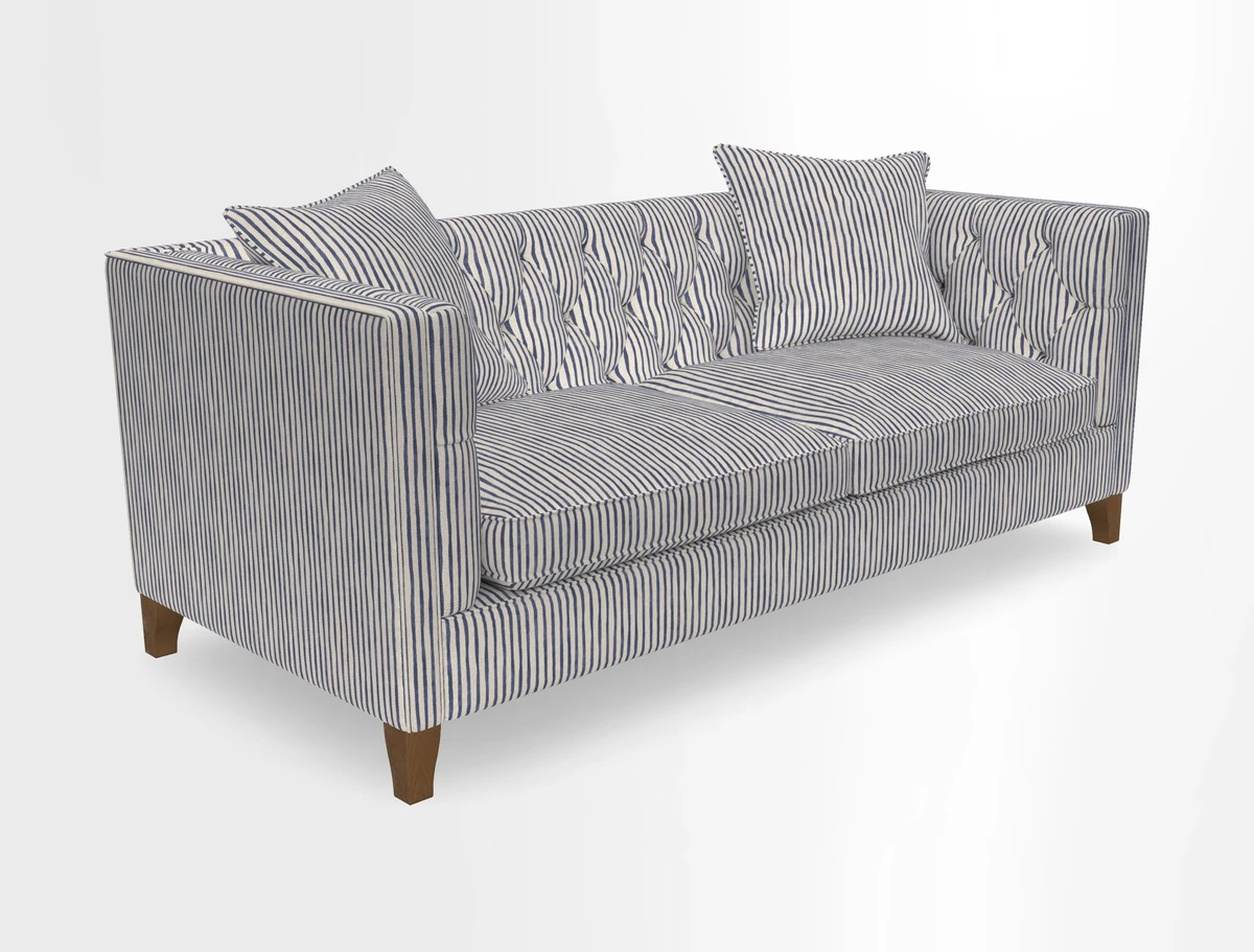Haresfield 3 seater sofa in Whernside Spring Grass and Stockport Stripe Hunter 