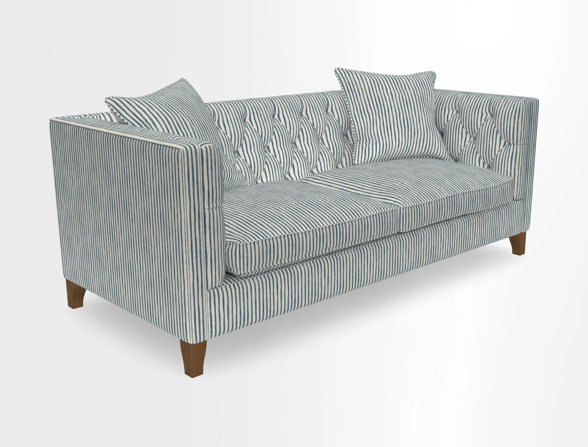 Haresfield 3 seater sofa in Whernside Spring Grass and Stockport Stripe Hunter 