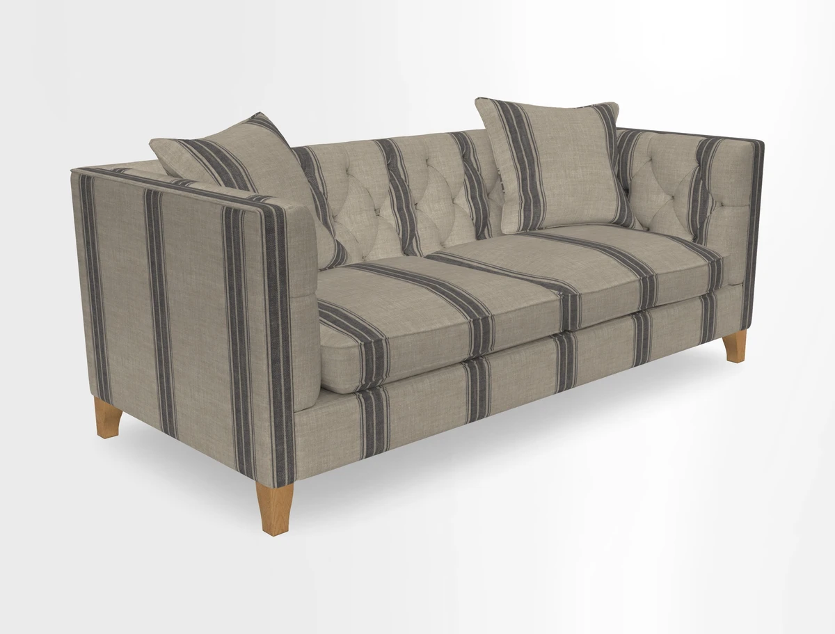 Haresfield 3 seater sofa in Whernside Spring Grass and Stockport Stripe Hunter 
