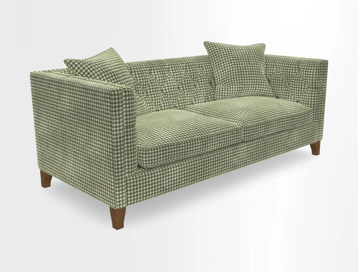 Haresfield 3 seater sofa in Whernside Spring Grass and Stockport Stripe Hunter 