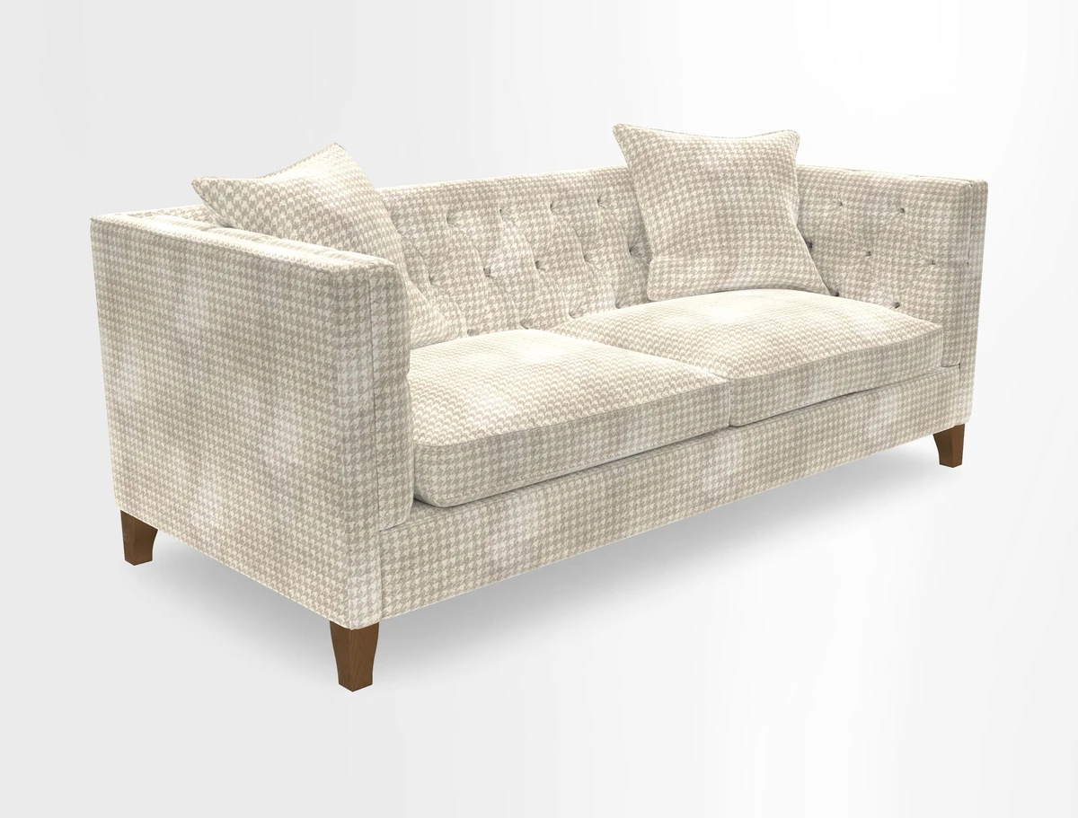 Haresfield 3 seater sofa in Whernside Spring Grass and Stockport Stripe Hunter 