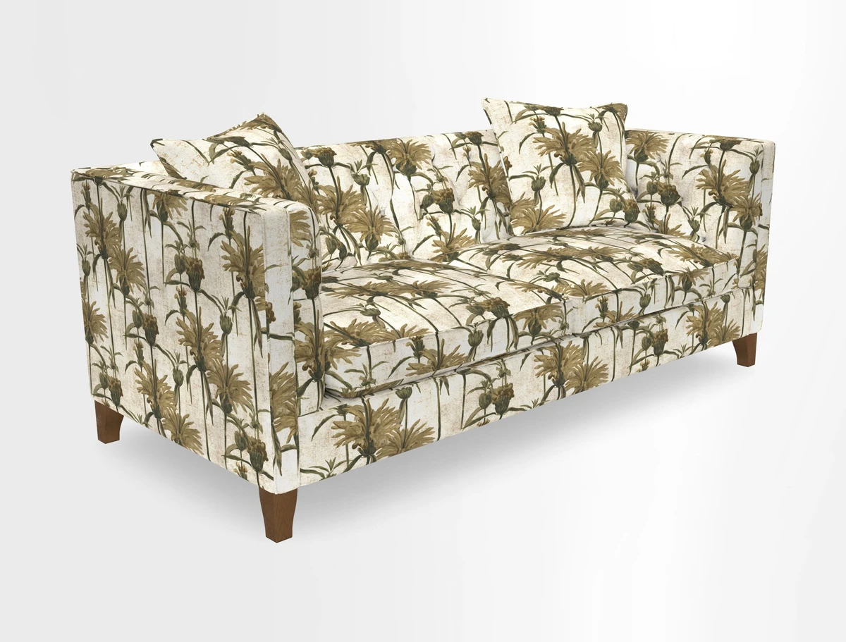 Haresfield 3 seater sofa in Whernside Spring Grass and Stockport Stripe Hunter 