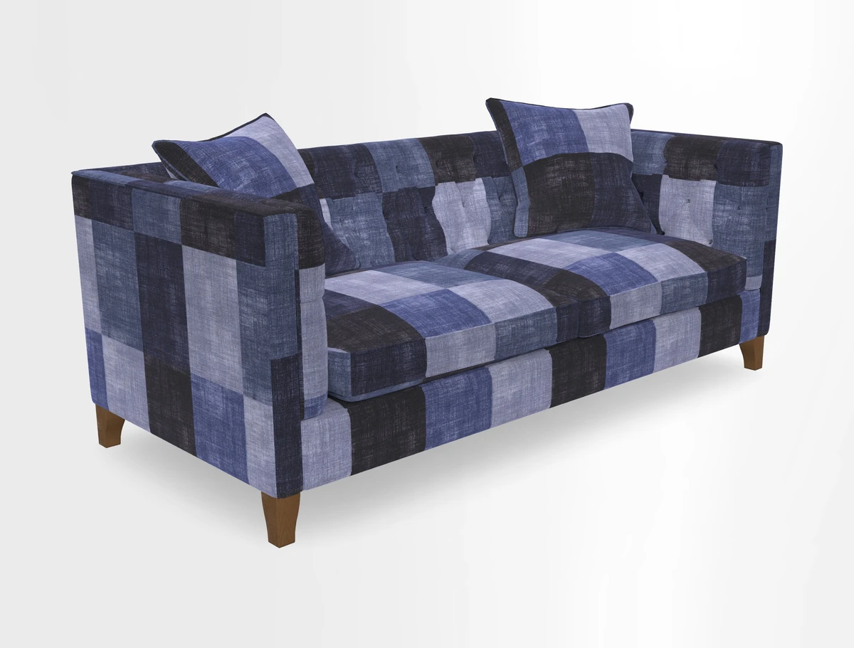 Haresfield 3 seater sofa in Whernside Spring Grass and Stockport Stripe Hunter 