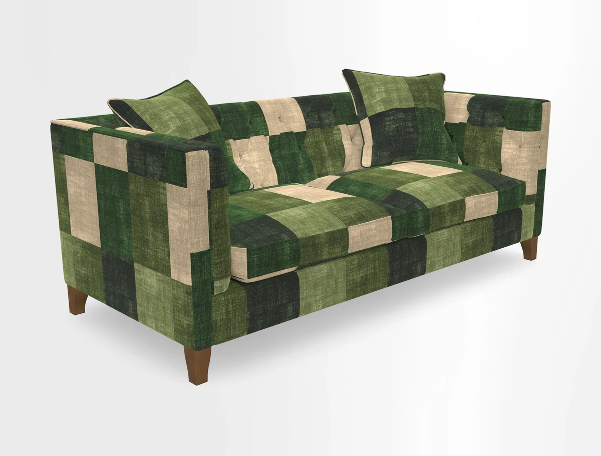 Haresfield 3 seater sofa in Whernside Spring Grass and Stockport Stripe Hunter 