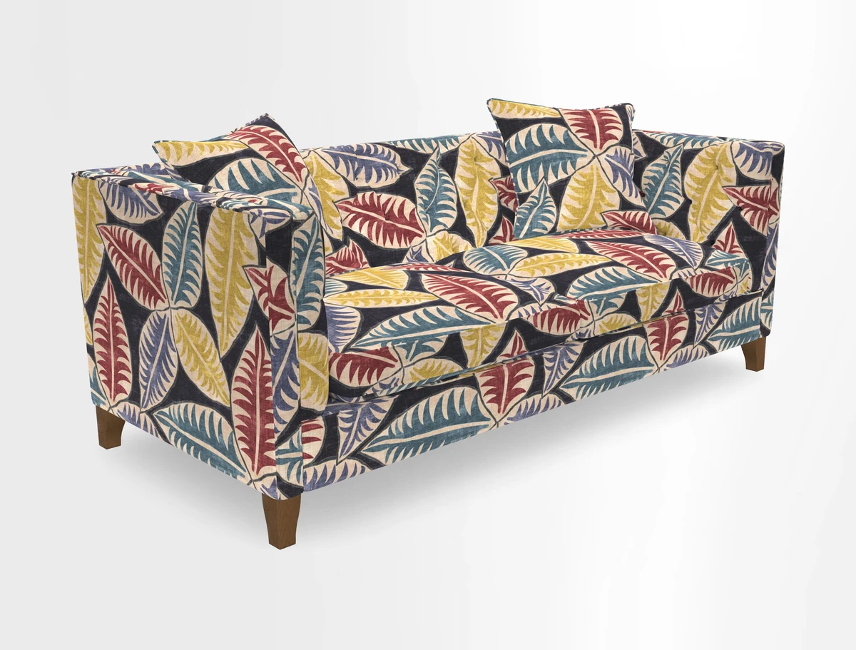 Haresfield 3 seater sofa in Whernside Spring Grass and Stockport Stripe Hunter 