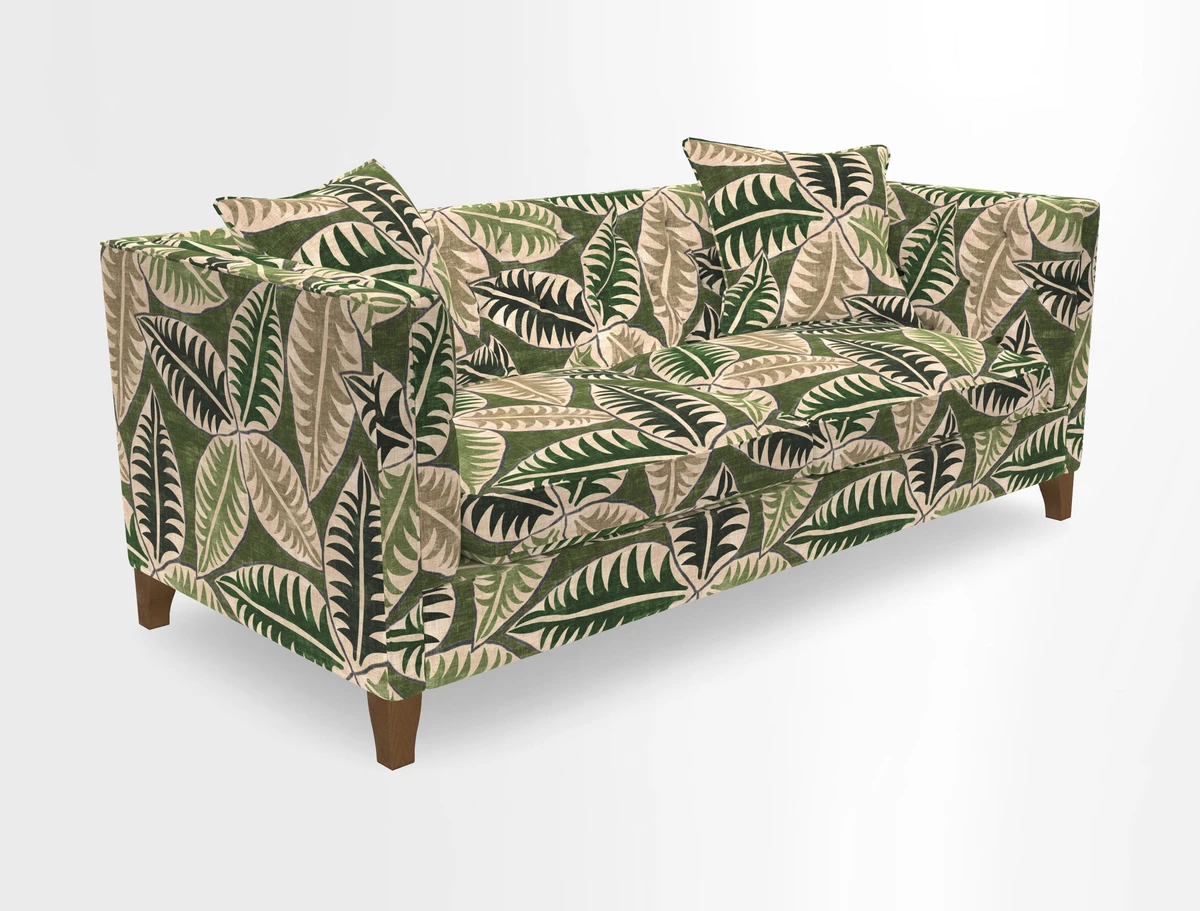 Haresfield 3 seater sofa in Whernside Spring Grass and Stockport Stripe Hunter 