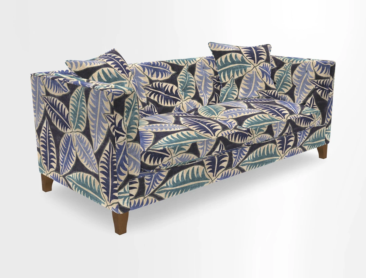 Haresfield 3 seater sofa in Whernside Spring Grass and Stockport Stripe Hunter 