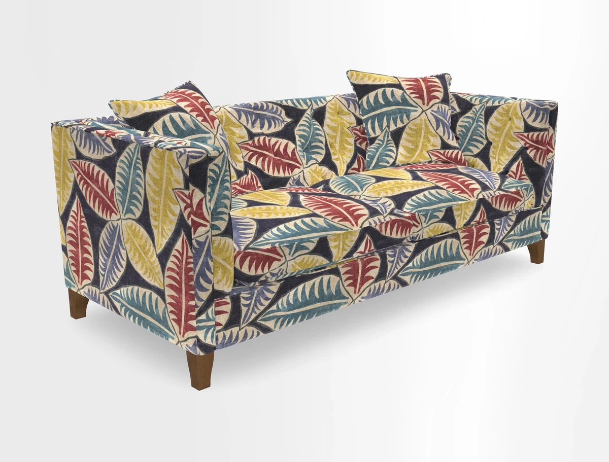 Haresfield 3 seater sofa in Whernside Spring Grass and Stockport Stripe Hunter 