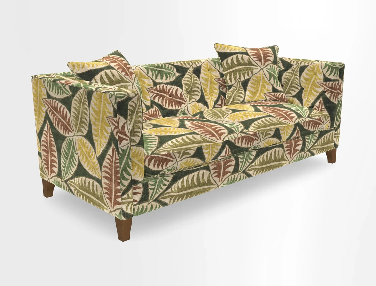 Haresfield 3 seater sofa in Whernside Spring Grass and Stockport Stripe Hunter 