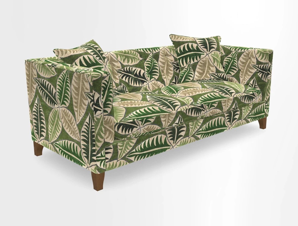 Haresfield 3 seater sofa in Whernside Spring Grass and Stockport Stripe Hunter 