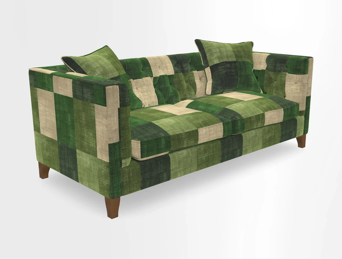 Haresfield 3 seater sofa in Whernside Spring Grass and Stockport Stripe Hunter 