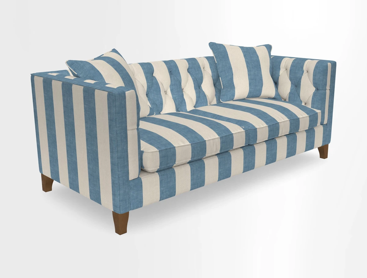 Haresfield 3 seater sofa in Whernside Spring Grass and Stockport Stripe Hunter 