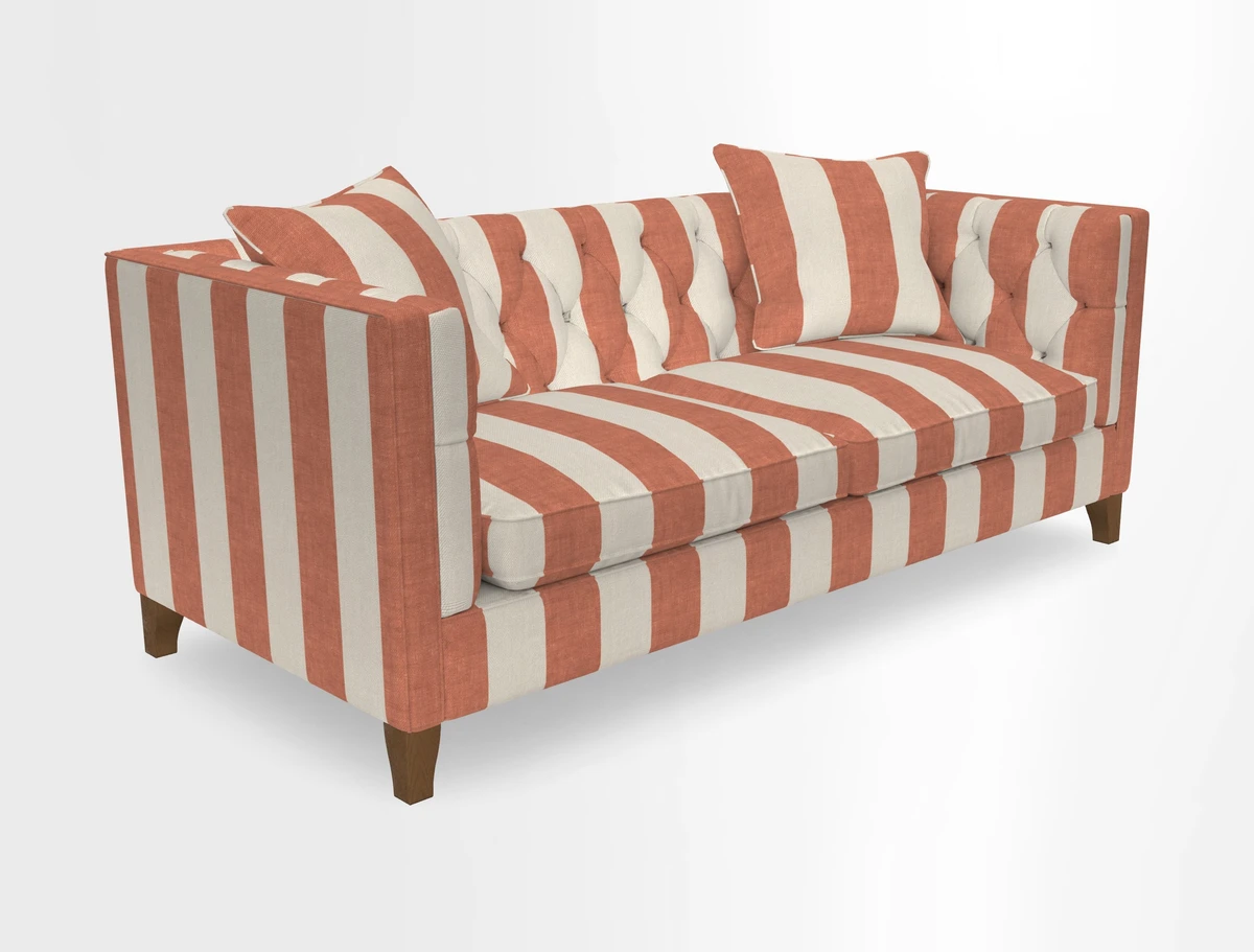 Haresfield 3 seater sofa in Whernside Spring Grass and Stockport Stripe Hunter 
