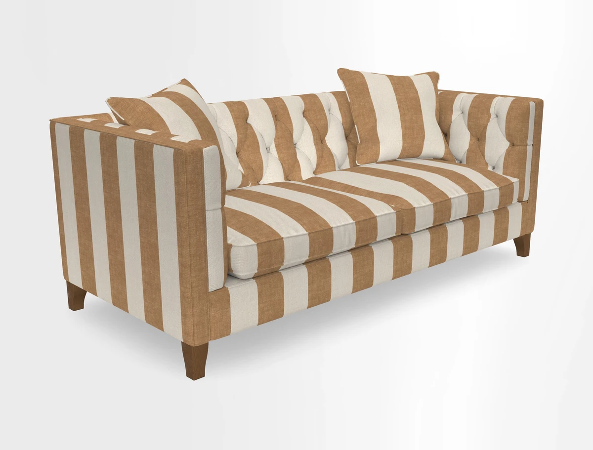 Haresfield 3 seater sofa in Whernside Spring Grass and Stockport Stripe Hunter 