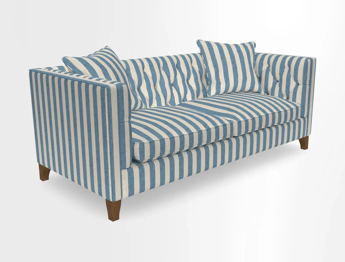 Haresfield 3 seater sofa in Whernside Spring Grass and Stockport Stripe Hunter 