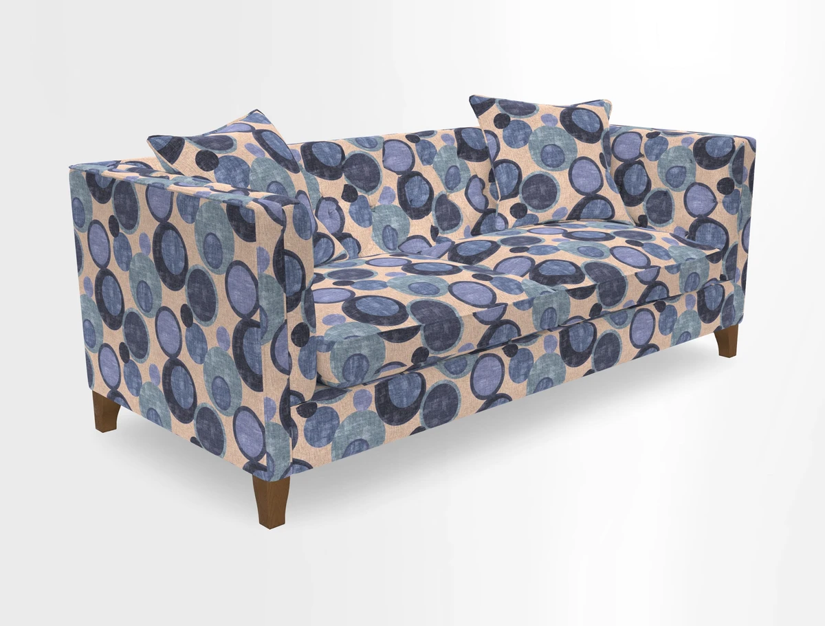 Haresfield 3 seater sofa in Whernside Spring Grass and Stockport Stripe Hunter 
