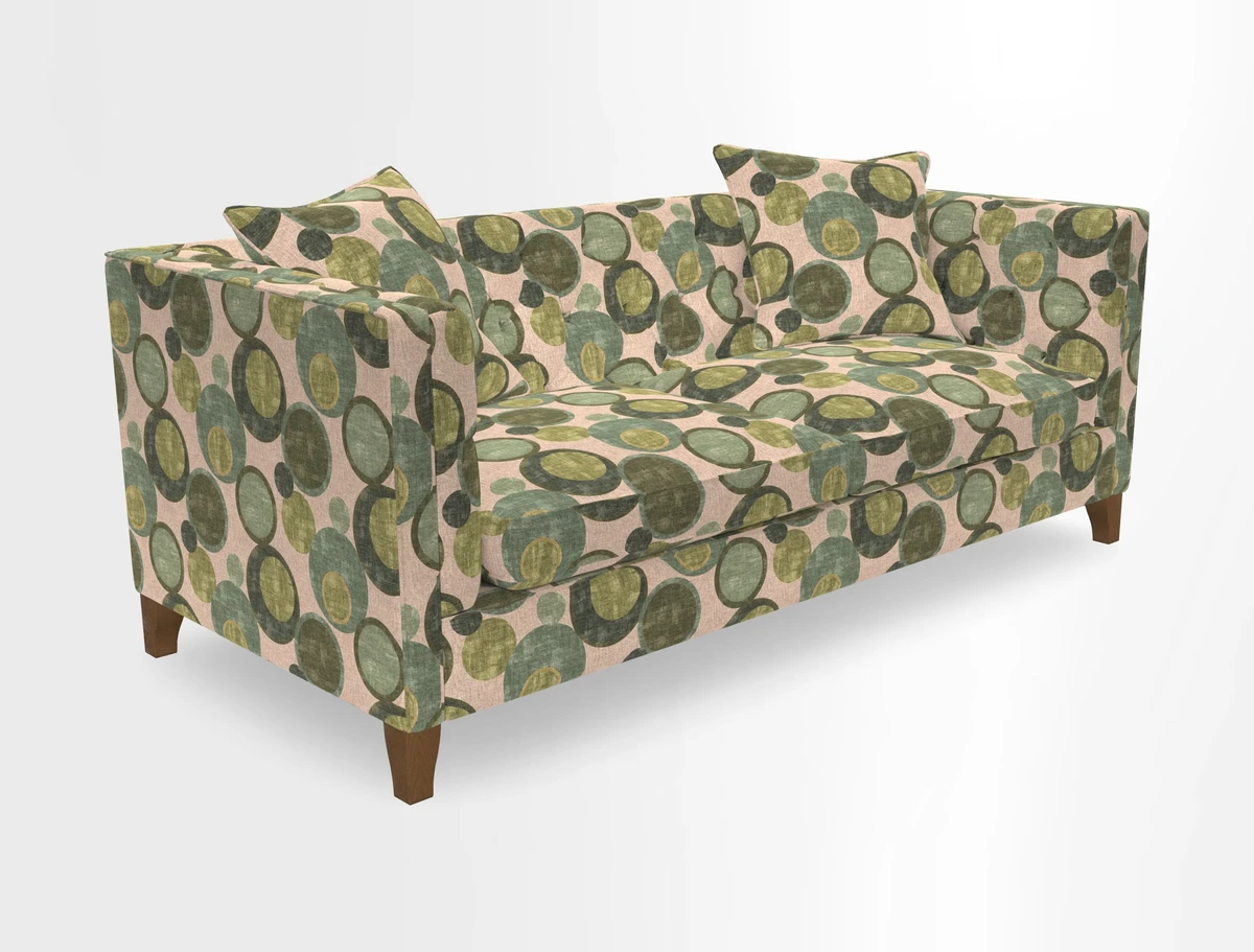 Haresfield 3 seater sofa in Whernside Spring Grass and Stockport Stripe Hunter 
