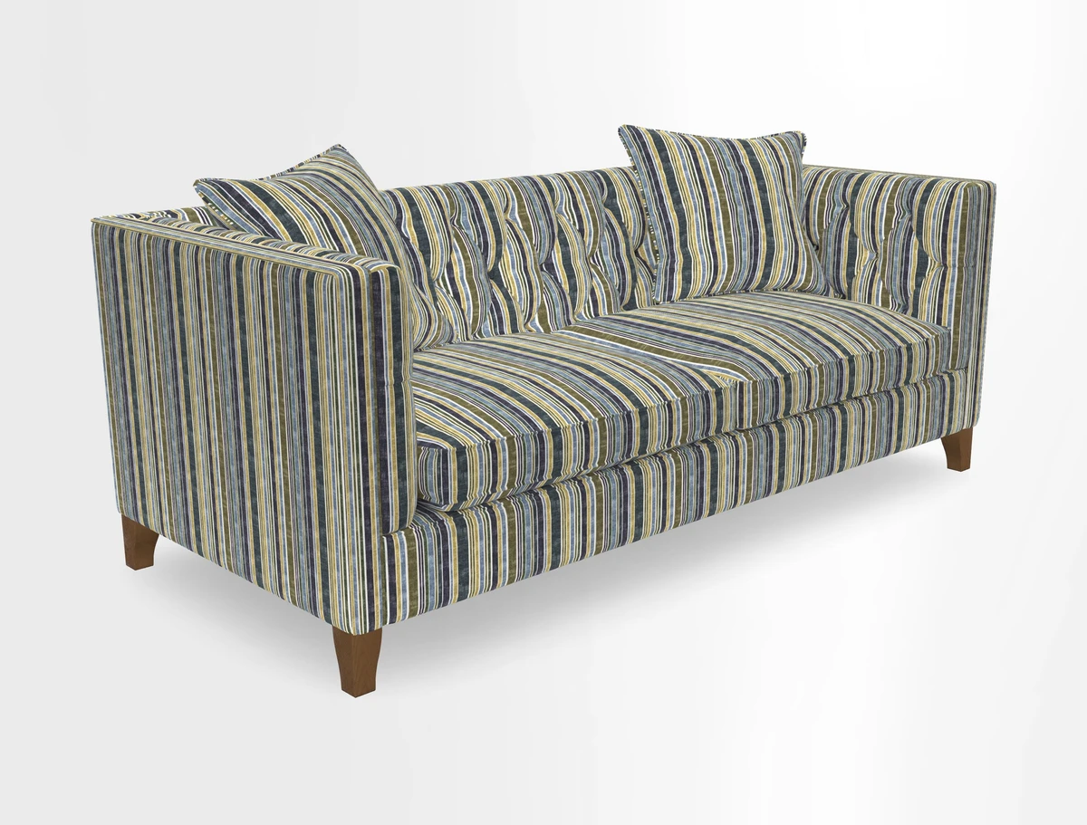 Haresfield 3 seater sofa in Whernside Spring Grass and Stockport Stripe Hunter 