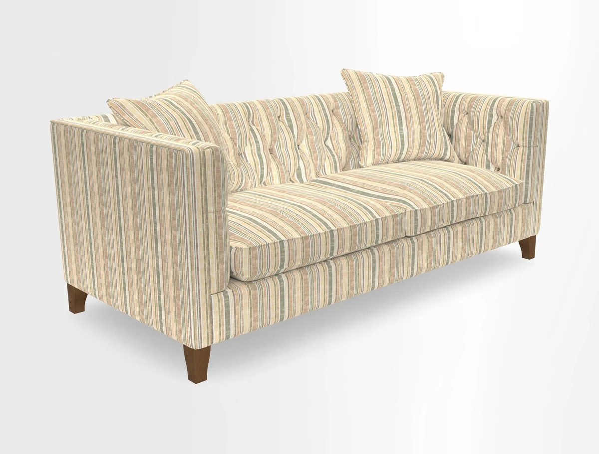 Haresfield 3 seater sofa in Whernside Spring Grass and Stockport Stripe Hunter 
