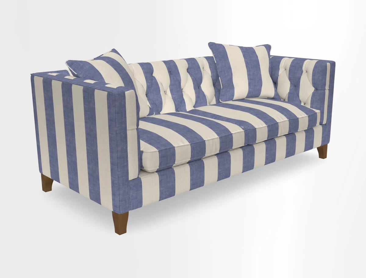 Haresfield 3 seater sofa in Whernside Spring Grass and Stockport Stripe Hunter 