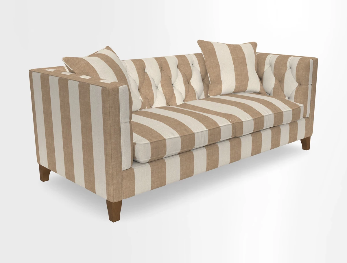 Haresfield 3 seater sofa in Whernside Spring Grass and Stockport Stripe Hunter 