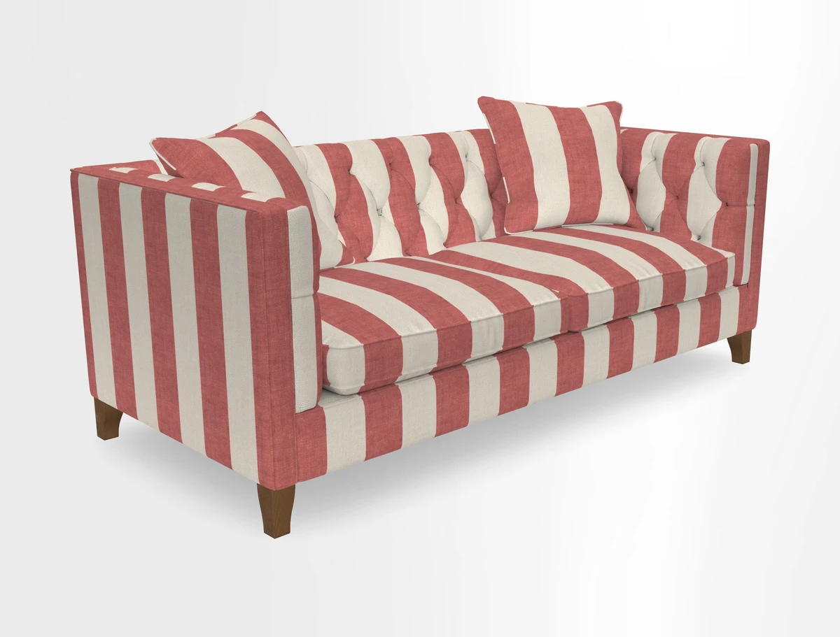Haresfield 3 seater sofa in Whernside Spring Grass and Stockport Stripe Hunter 