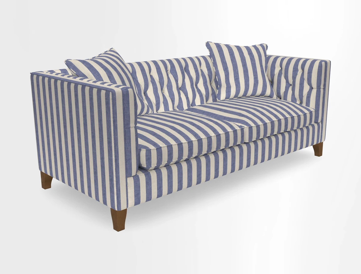 Haresfield 3 seater sofa in Whernside Spring Grass and Stockport Stripe Hunter 